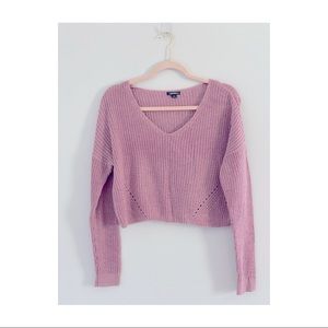 Beautiful Wild Fable Pink/Silver Cropped Sweater